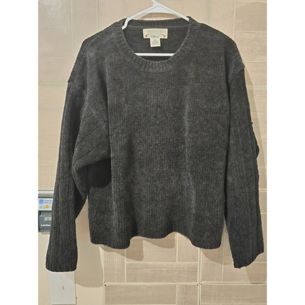 Womens Vintage Orvis Sweater Size Large 100% Acrylic Black Pullover
